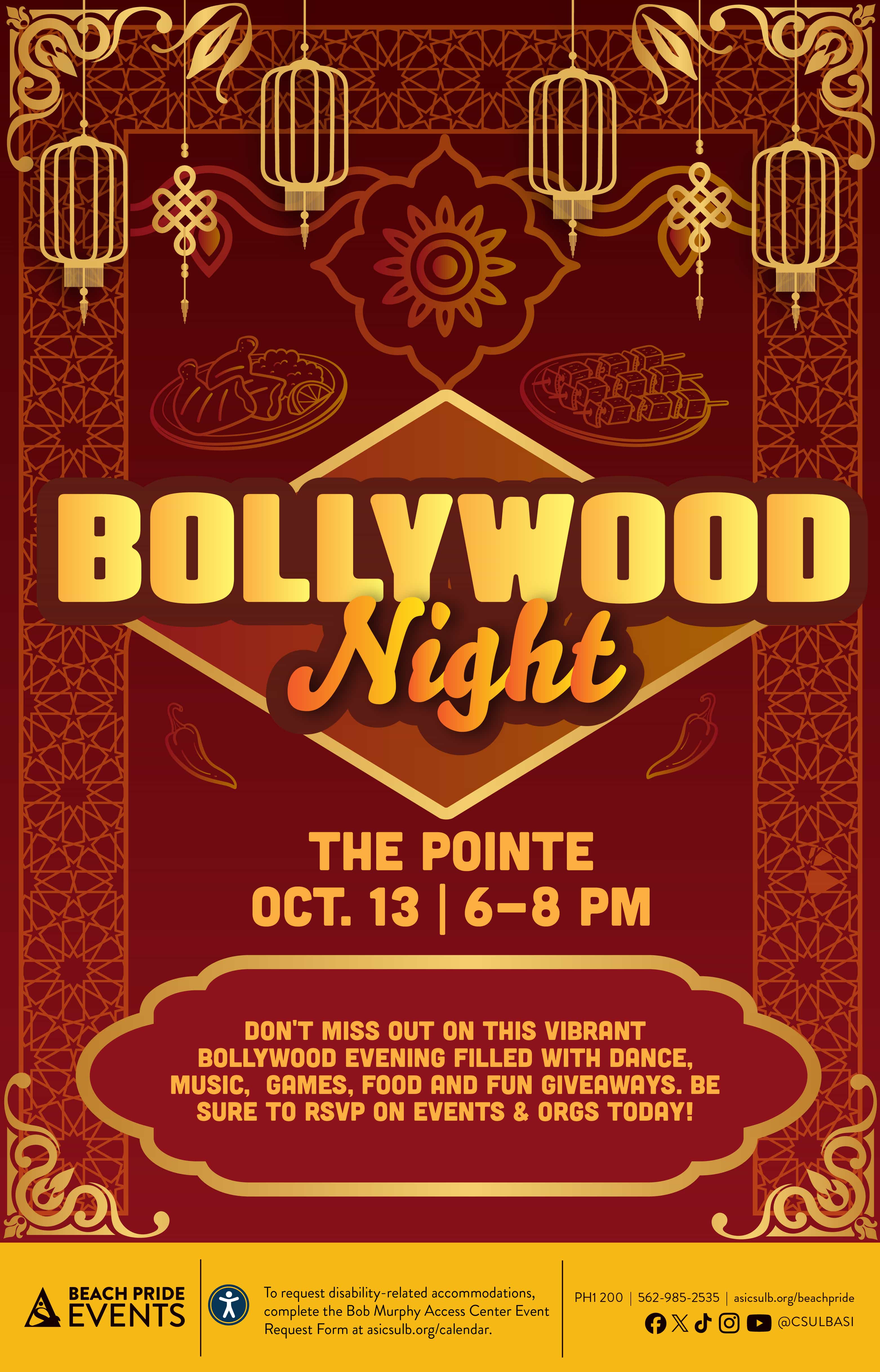 Bollywood Night        April 15         6 to 8 p.m.        USU Ballrooms