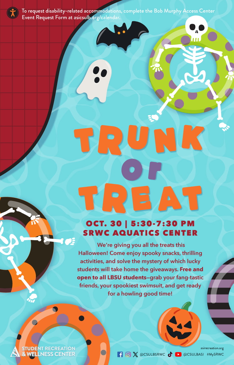 Trunk or TreatOct. 305:30 to 7:30 p.m.SRWC Aquatics Center