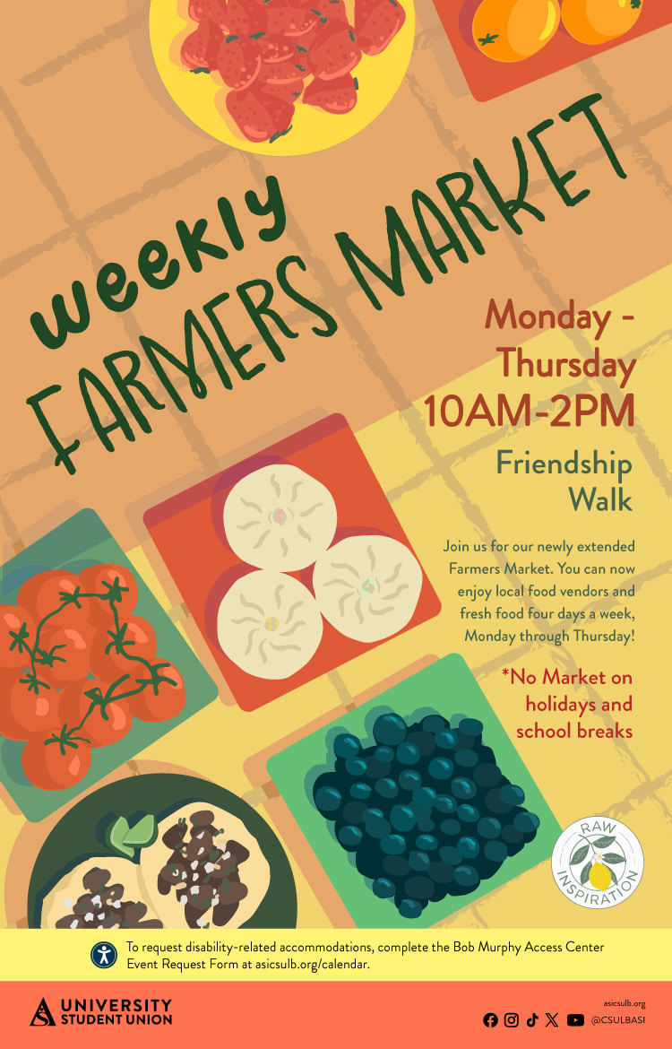 Weekly Farmers MarketMonday through Thursday, Fall & Spring Semesters10 a.m. to 2 p.m.Friendship Walk