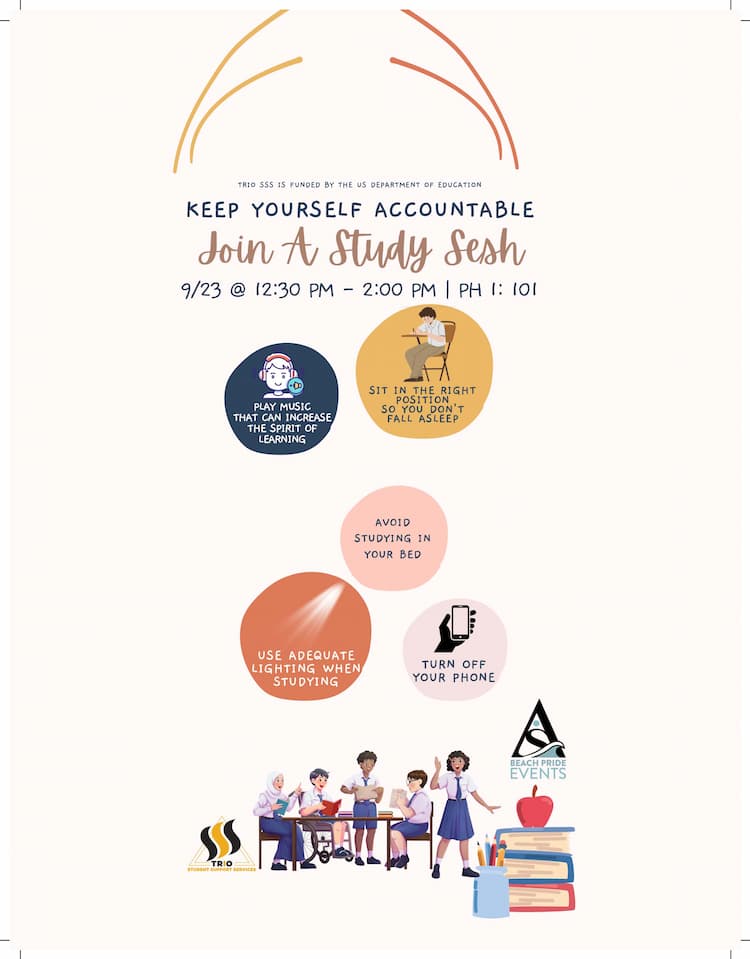 TRiO Student Support Services: Study & HangoutSept. 2312:30 to 2:30 p.m.SSSC 122