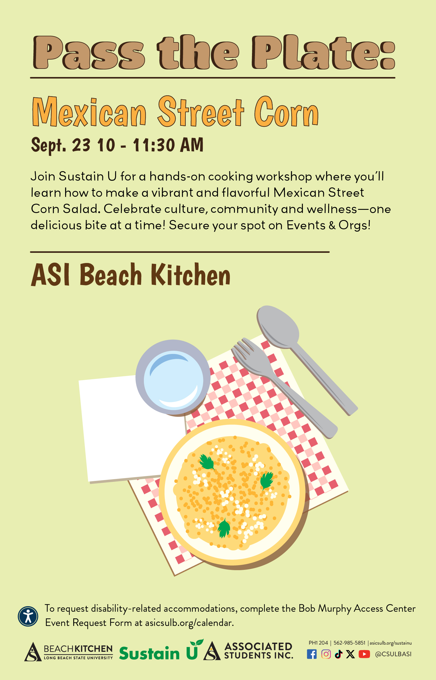 Pass the Plate      Vegetarian RamenApril 2410 - 11:30 a.m.ASI Beach Kitchen