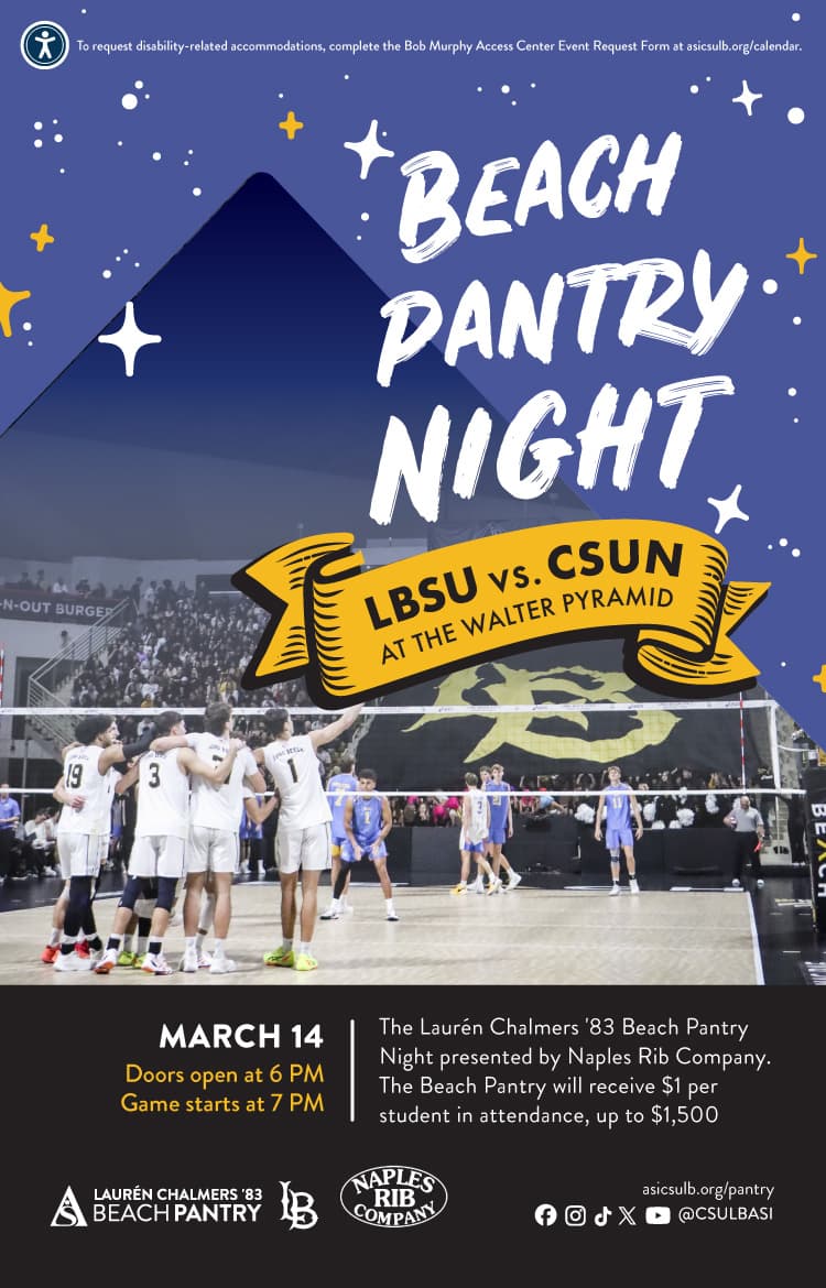 Beach Pantry Night      March 14      Doors open at 6 p.m.      Game starts at 7 p.m.      Walter Pyramid