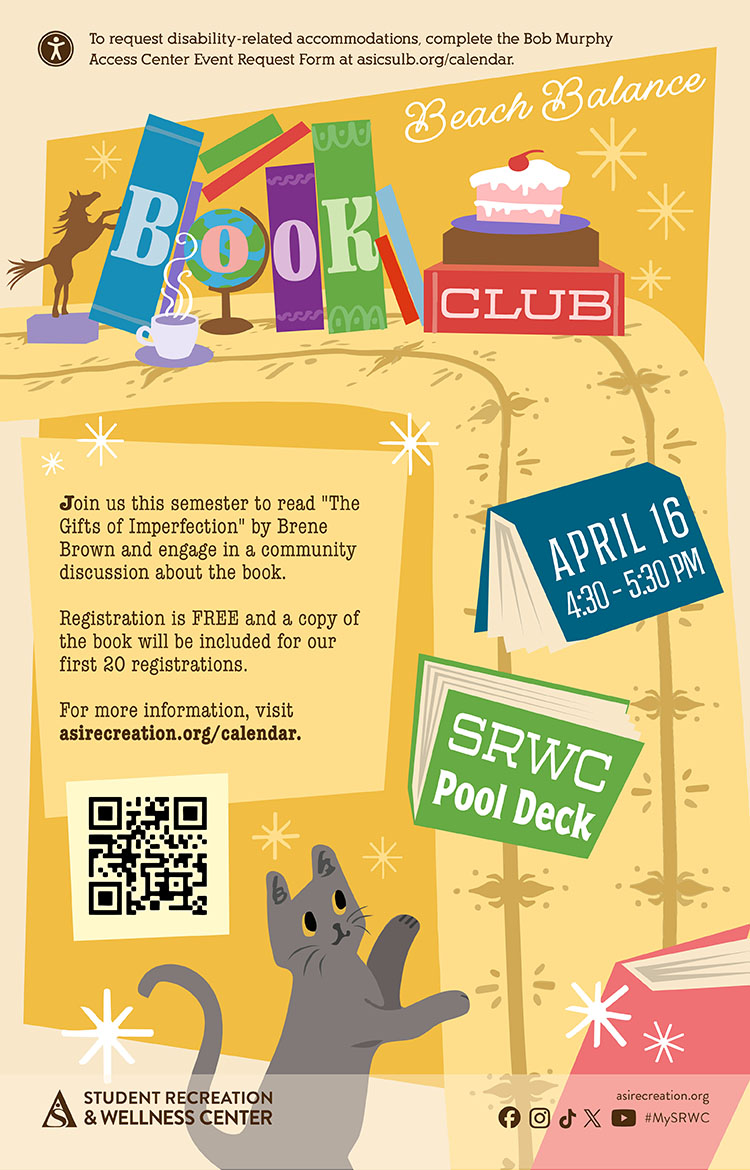 Beach Balance Book Club, LYBW Edition        April 16        4:30 to 5:30 p.m.        SRWC East Lawn