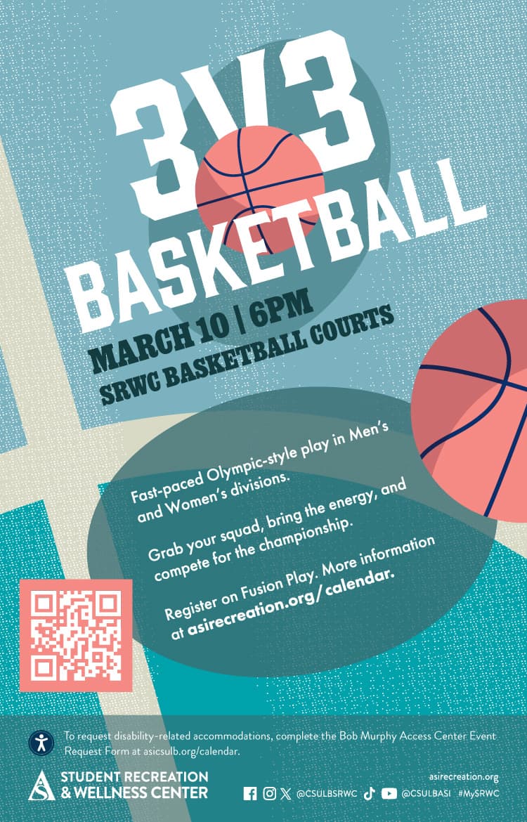 3v3 Basketball TournamentMarch 106 p.m.SRWC Basketball Courts Flier